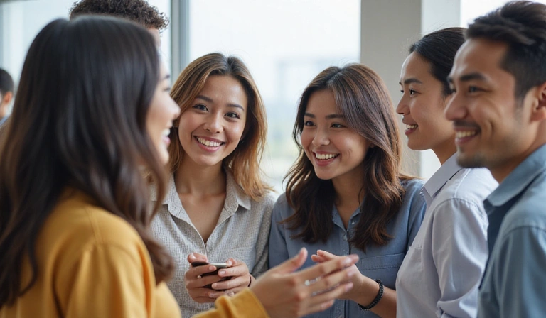 Diverse group of happy people